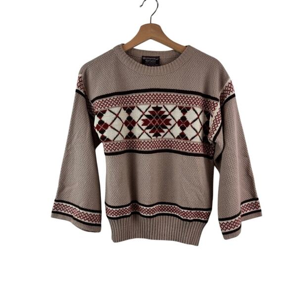 Mademoiselle Sweaters - VINTAGE Mademoiselle Knitwear Sweater – Bell Sleeve Nordic Retro – Women’s M